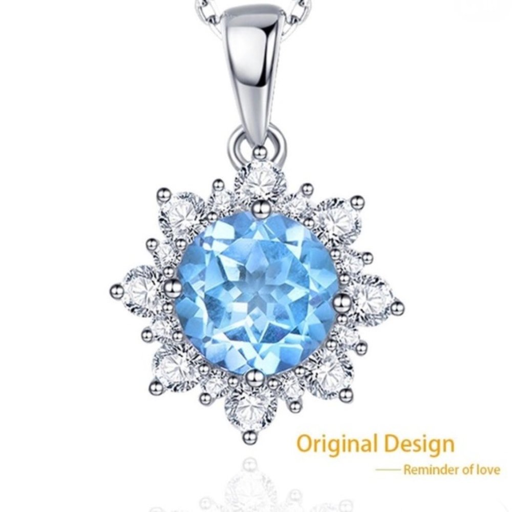 925 Sterling Silver Blue Sapphire Pendant